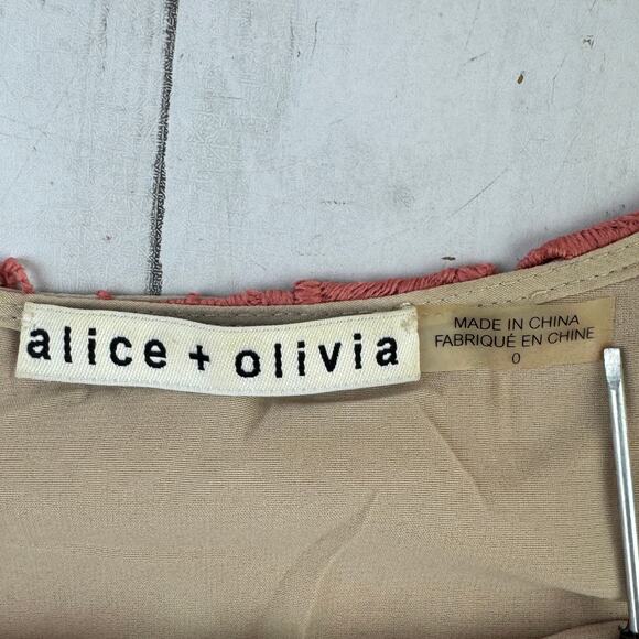 Alice + Olivia Dusty Rose Waverly Crochet Strappy Tank Top Floral Fringe Size 0 - Picture 7 of 13